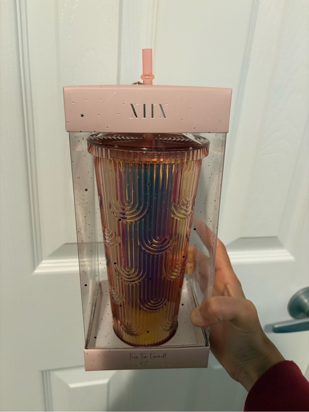 New XIIX Iridescent Rainbow Tumbler with Lid and Straw